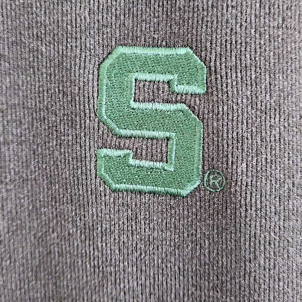 Peter Millar Tri-Blend Melange Fleece *Michigan State*Quarter-Zip Sweater, XL